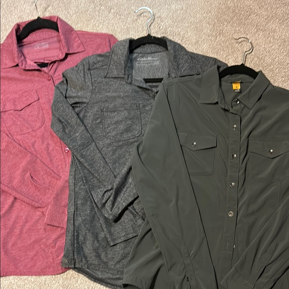 **Set of 3** EDDIE BAUER Travex/Departure Long Sleeve Shirts, Medium